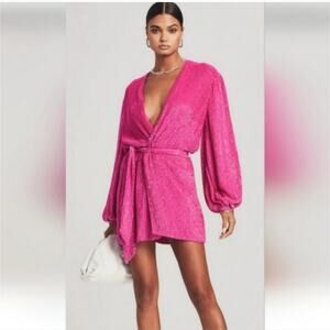 Retrofete Pink Wrap Dress